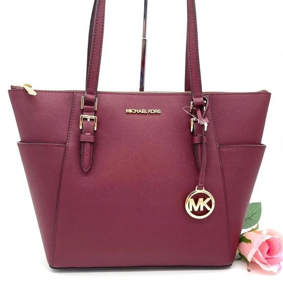 Michael Kors Large Charlotte Tote Bag Dark Cherry